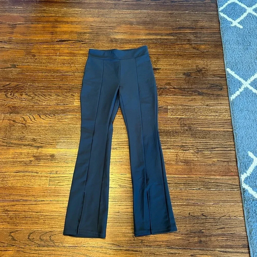 Girls High Rise Flare Pants (Black and Grey Pair)